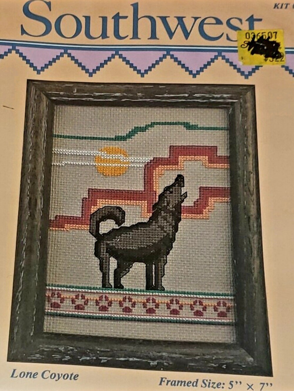 Vintage 1989 Needleform Southwest "Lone Coyote" Cross-Stitch Kit